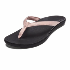 OluKai Ho‘ōpio - Petal Pink Metallic / Black -Island Sole Outlet Store 20294 NK40 AMZ Ho opio PetalPinkMetallicBlack